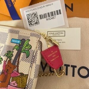 Limited edition 2021 Christmas animation mini pochette in Damier Azur